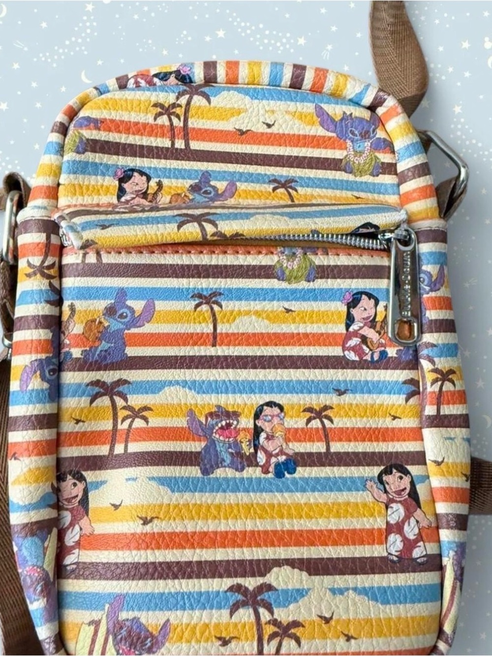 Disney Buckle Down Lilo & Stitch Stripe Crossbody Bag - Tropical Stripe Print